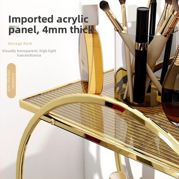 Ράφι αποθήκευσης καλλυντικών για επιτραπέζιο, 2-επίπεδο από ανθρακούχο ατσάλι; πολυλειτουργικό, φορητό, ανθεκτικό στη σκόνη για μακιγιάζ και μπάνιο