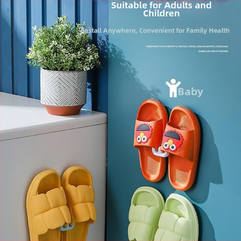 Επιτοίχιος χωρίς διάτρηση στυλ μπάνιου με κρεμάστρα παντοφλών, πλαστικό, 1 επίπεδο, εγκατάσταση με αναρρόφηση