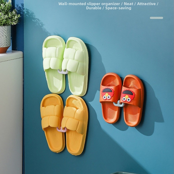 Επιτοίχιος χωρίς διάτρηση στυλ μπάνιου με κρεμάστρα παντοφλών, πλαστικό, 1 επίπεδο, εγκατάσταση με αναρρόφηση