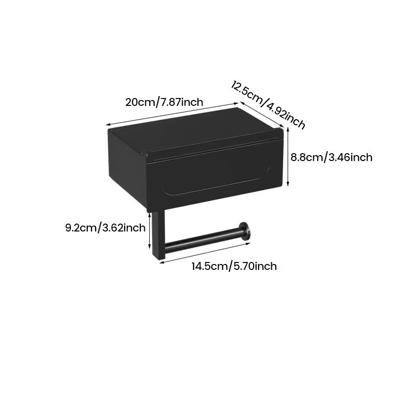 Vonios kambario popieriaus laikiklis ir saugojimo lentyną – nerūdijantis plienas + plastikas, dažyta paviršius, šiuolaikinis minimalistinis stilius