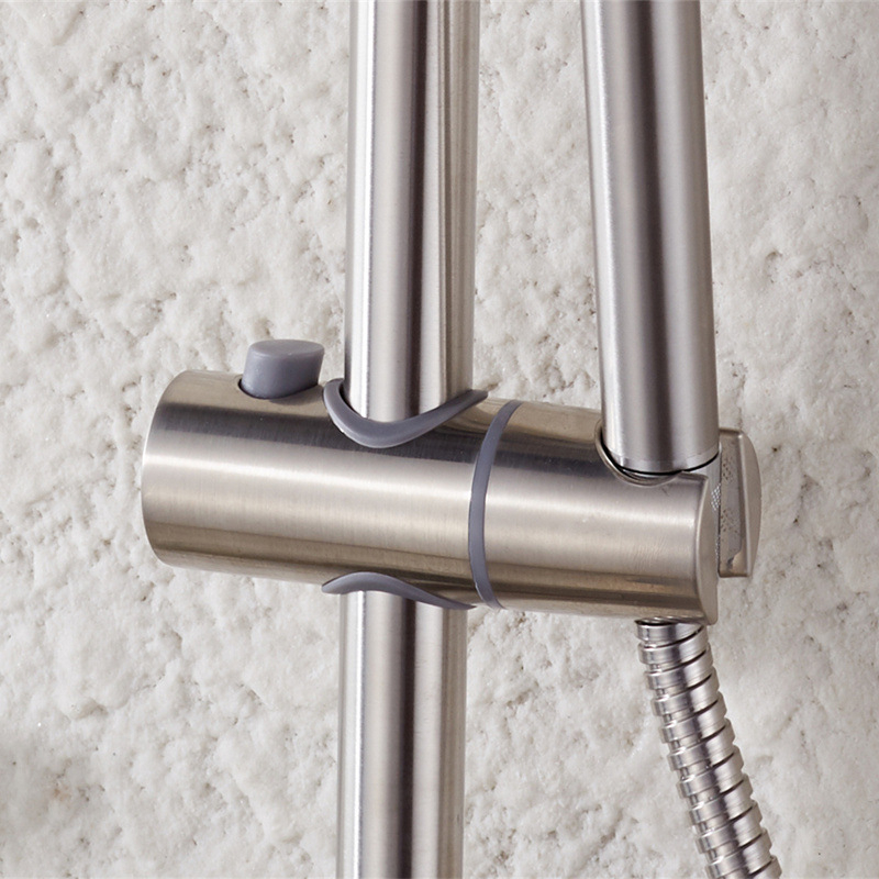 Nerūdijančio plieno dušo sėdynė su slydimo gaubtu ir kėlimo strypo baze