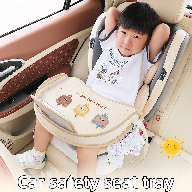 Automobilio sėdynės stalo padėklas kūdikiams — atspari vandeniui paviršius su animaciniu dizainu, suderinamas su vaiko saugos sėdyne