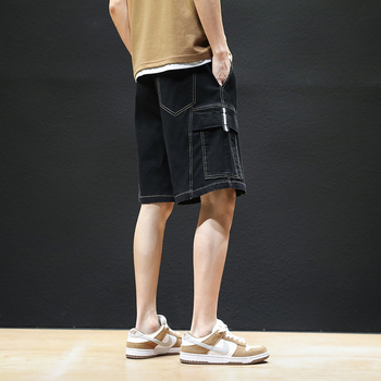 Ανδρικά τζιν σορτς, καλοκαίρι, χαλαρή γραμμή, μεσαία μέση, βαμβάκι