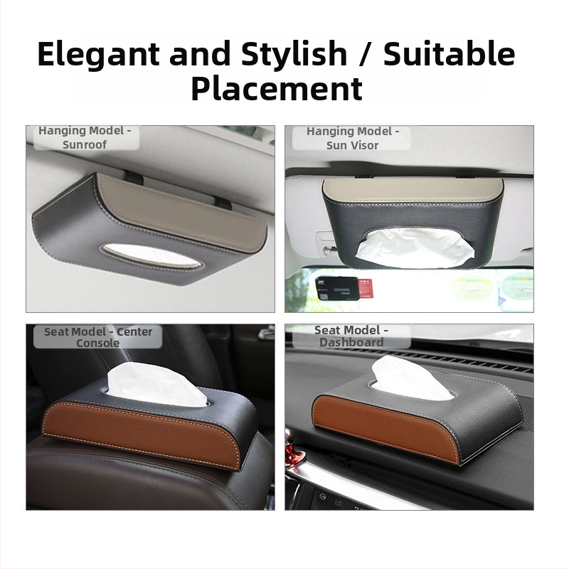 Кожена кутия за салфетки за автомобил, закачване към слънчев визьор или люк, интериорен автомобилен аксесоар, персонализируема, произход Гуанджоу