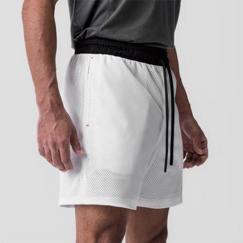 Мъжки мрежести спортни къси панталони за тренировки, средна талия, slim fit, бързосъхнещи, 90% полиестер