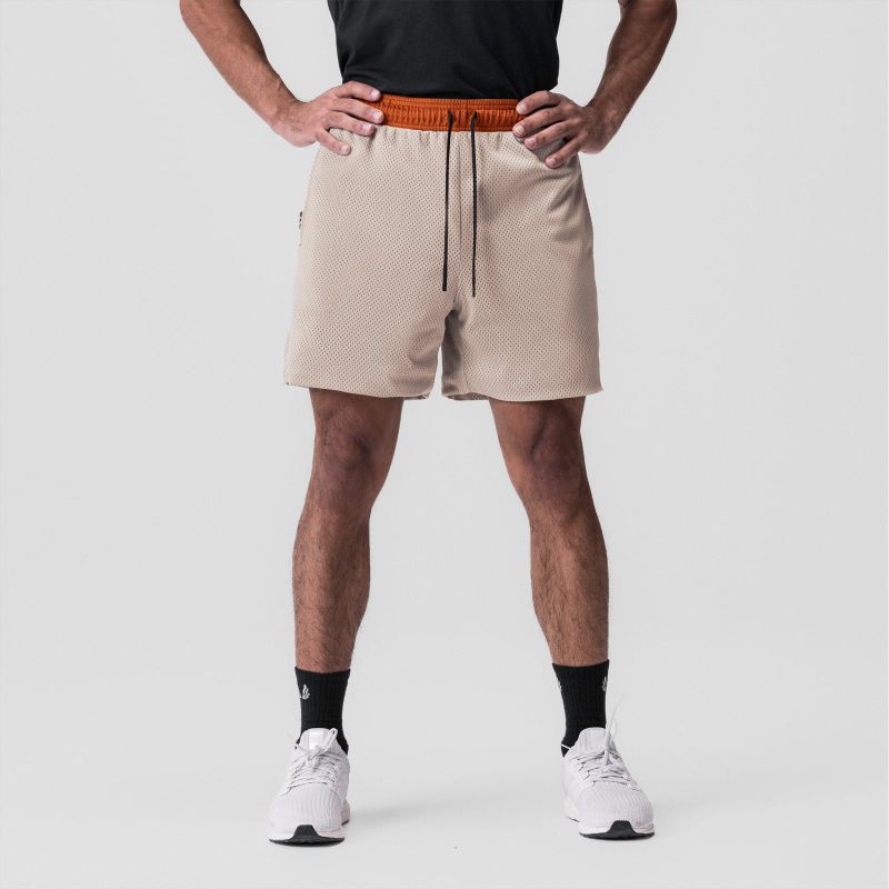 Ανδρικά σορτς προπόνησης από δίχτυ, μεσαία μέση, κοπή slim, γρήγορο στέγνωμα, 90% πολυεστέρας