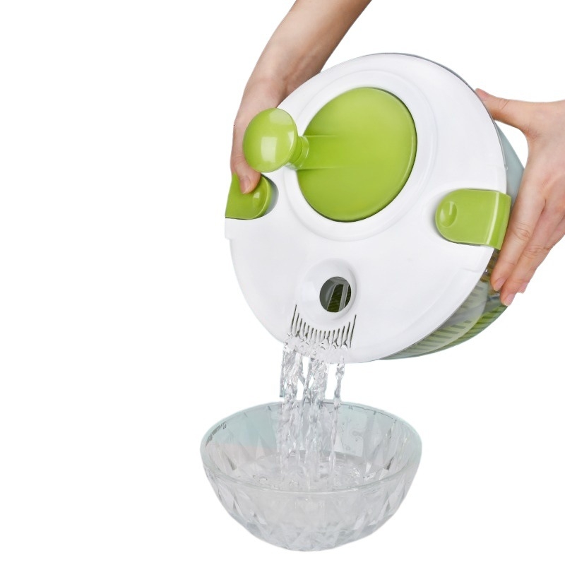 Ръчно устройство за измиване и отцеждане на зеленчуци и плодове с въртящ се кошник