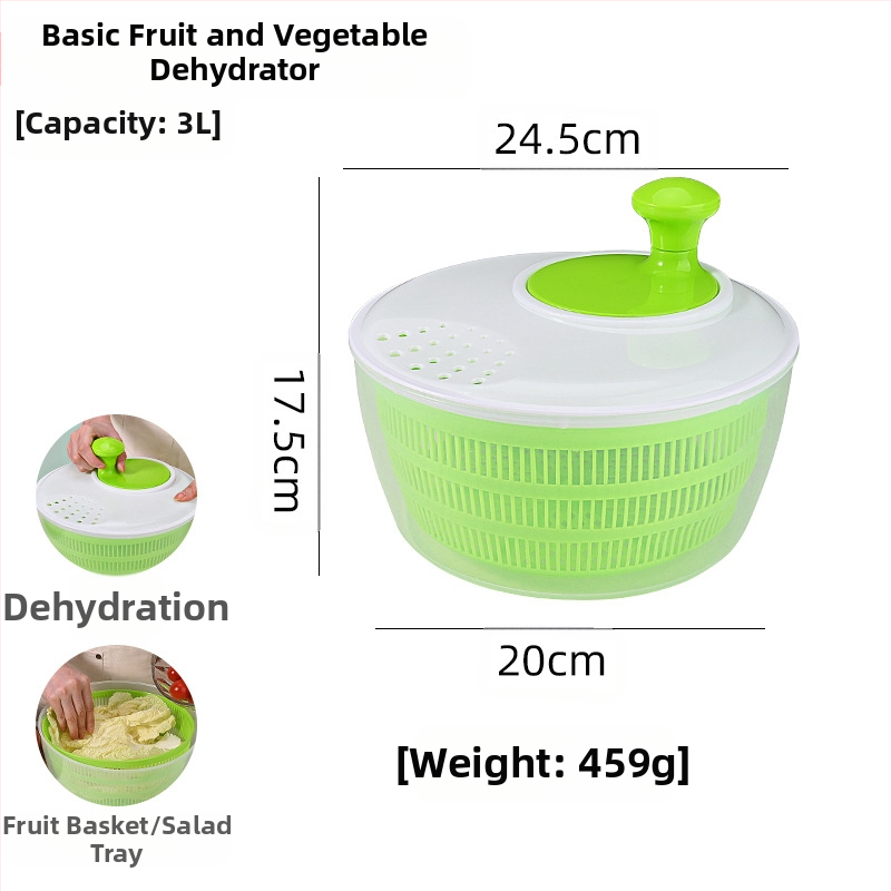 Ръчно устройство за измиване и отцеждане на зеленчуци и плодове с въртящ се кошник
