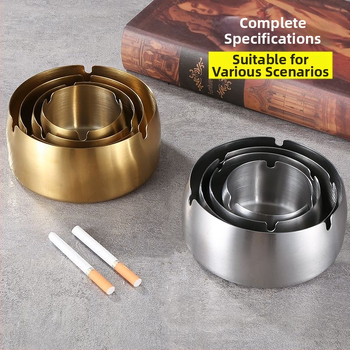 Τασάκι από ανοξείδωτο ατσάλι με αποθήκευση και λογότυπο, μινιμαλιστικός σχεδιασμός