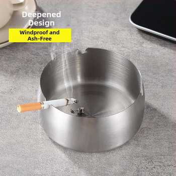 Τασάκι από ανοξείδωτο ατσάλι με αποθήκευση και λογότυπο, μινιμαλιστικός σχεδιασμός