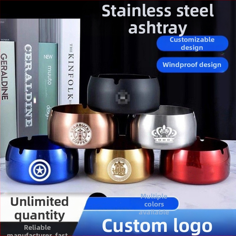 Rozsdamentes acél hamutartó tárolóval és logóval, minimalist dizájn