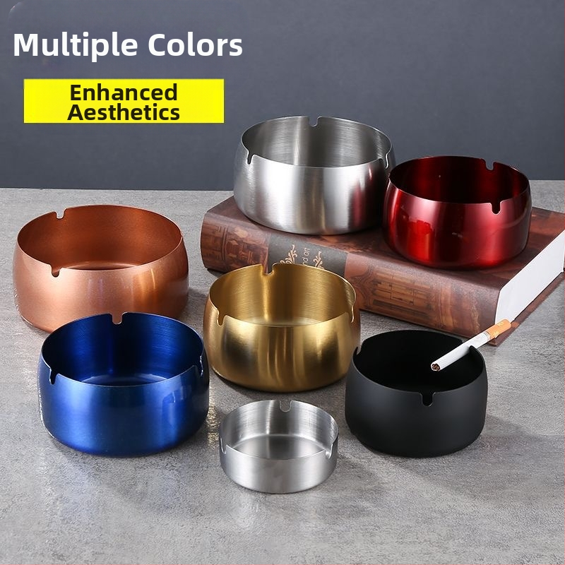 Nerezový popolník s úložným priestorom a logom, minimalistický dizajn