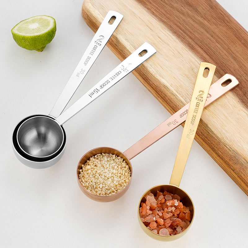 Chopsticks Комплект мерителни лъжици за печене, 30 ml и 15 ml, неръждаема стомана, дълга дръжка
