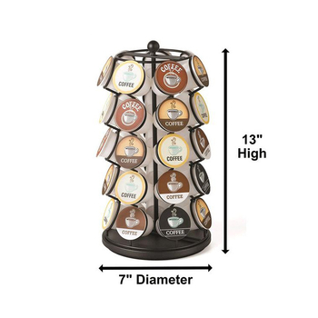 Canhong περιστρεφόμενη βάση καψουλών καφέ, από ανθρακούχο ατσάλι, χωρητικότητα 35 καψουλών, υψηλής ποιότητας, απλός σχεδιασμός