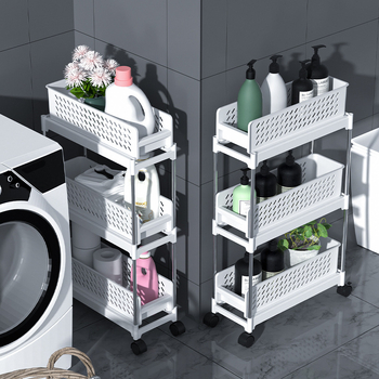 Εξαγόμενος ραφιέρα αποθήκευσης κουζίνας, 4 επιπέδων, επιδαπέδιος, πολυλειτουργικό ράφι για κουζίνα και μπάνιο