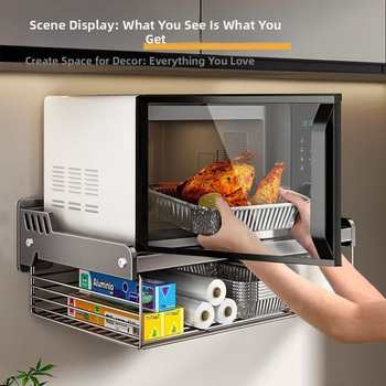 Sieninis mikrobangų orkaitės laikiklis – be gręžimo, iš anglies plieno, sieninis montavimas, šiuolaikiškas minimalistinis stilius