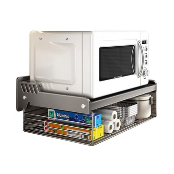 Sieninis mikrobangų orkaitės laikiklis – be gręžimo, iš anglies plieno, sieninis montavimas, šiuolaikiškas minimalistinis stilius