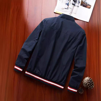 Ανδρικό μπουφάν σε χαλαρή γραμμή με πλευρικές τσέπες, φερμουάρ μπροστά, πολυεστέρας, για όλες τις εποχές