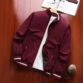 Ανδρικό μπουφάν σε χαλαρή γραμμή με πλευρικές τσέπες, φερμουάρ μπροστά, πολυεστέρας, για όλες τις εποχές