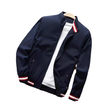 Ανδρικό μπουφάν σε χαλαρή γραμμή με πλευρικές τσέπες, φερμουάρ μπροστά, πολυεστέρας, για όλες τις εποχές