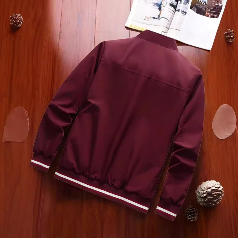 Ανδρικό μπουφάν σε χαλαρή γραμμή με πλευρικές τσέπες, φερμουάρ μπροστά, πολυεστέρας, για όλες τις εποχές