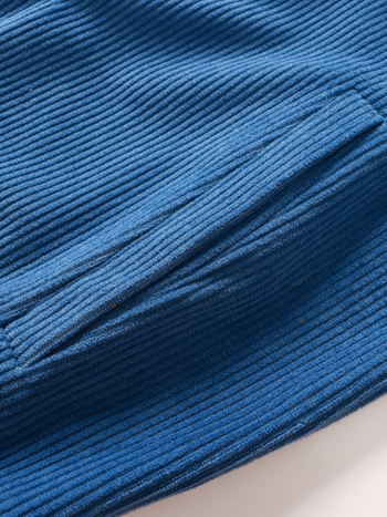 Corduroy jacket με φερμουάρ, μακριά μανίκια, lapel γιακά, χαλαρή γραμμή, πλαϊνές τσέπες