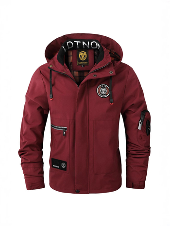 Pánska s kapucňou parka bunda, stojací golier, zips, vodotesná a vetruodolná, polyesterová zmes