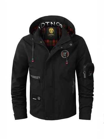 Pánska s kapucňou parka bunda, stojací golier, zips, vodotesná a vetruodolná, polyesterová zmes