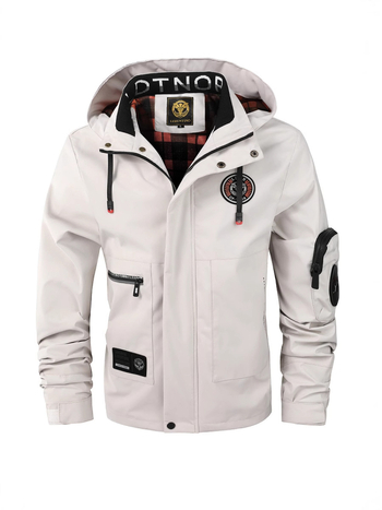 Pánska s kapucňou parka bunda, stojací golier, zips, vodotesná a vetruodolná, polyesterová zmes