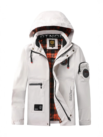 Pánska s kapucňou parka bunda, stojací golier, zips, vodotesná a vetruodolná, polyesterová zmes