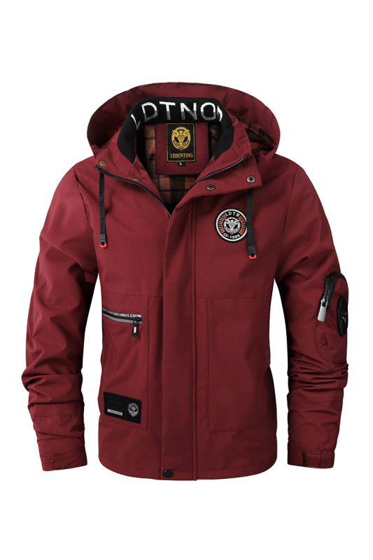 Pánska s kapucňou parka bunda, stojací golier, zips, vodotesná a vetruodolná, polyesterová zmes