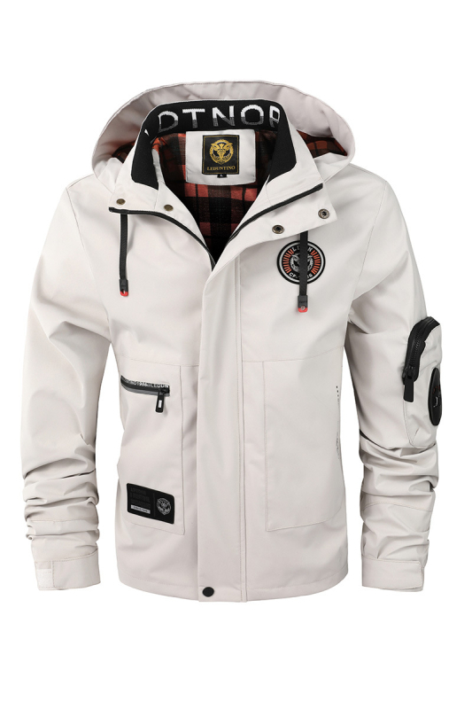 Pánska s kapucňou parka bunda, stojací golier, zips, vodotesná a vetruodolná, polyesterová zmes