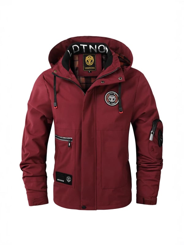 Pánska s kapucňou parka bunda, stojací golier, zips, vodotesná a vetruodolná, polyesterová zmes