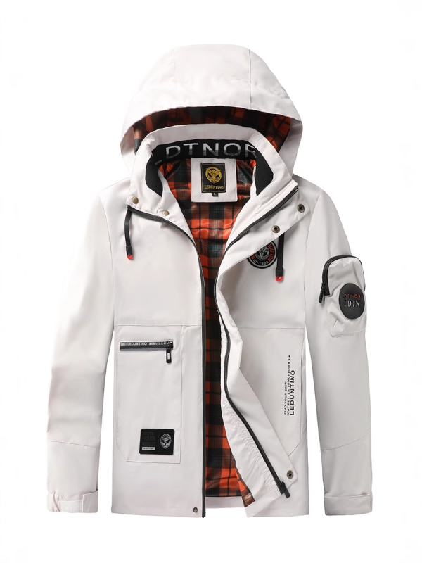 Pánska s kapucňou parka bunda, stojací golier, zips, vodotesná a vetruodolná, polyesterová zmes