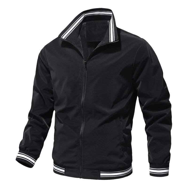 Мъжко яке за пролет-есен, стойков якa, цип, водо- и ветроустойчиво, полиестерна материя
