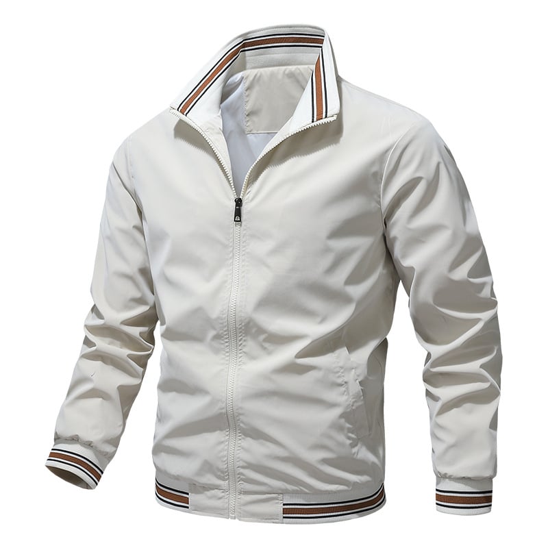 Мъжко яке за пролет-есен, стойков якa, цип, водо- и ветроустойчиво, полиестерна материя