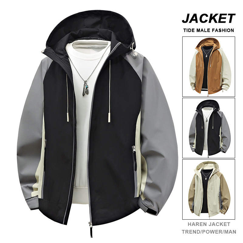 Jaka ar kapuci, brīva piegriezuma, ūdensnecaurlaidīga un vēja izturīga, poliesteres audums