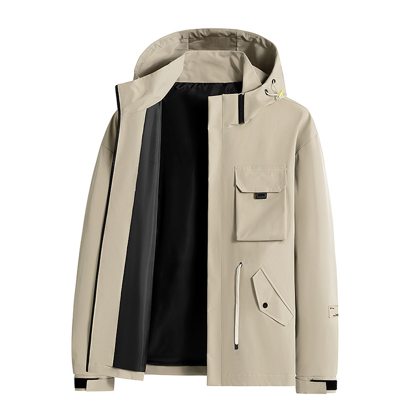 Corduroy jaka ar noņemamu kapuci, brīvā griezuma, garas piedurknes