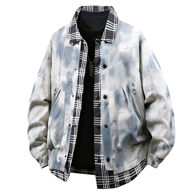 Ζακέτα τζιν με 3D σχεδιασμό, patchwork καρό, tie-dye, φαρδιά γραμμή (Άνοιξη 2025)