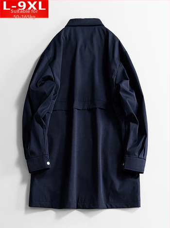 Ανδρικό παλτό σε στυλ Hong Kong wind για άνοιξη-φθινοπωρο, μεσαίου μήκους, πέτο, μονόμπροστο