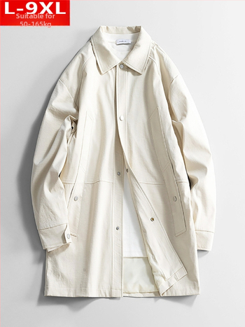 Ανδρικό παλτό σε στυλ Hong Kong wind για άνοιξη-φθινοπωρο, μεσαίου μήκους, πέτο, μονόμπροστο