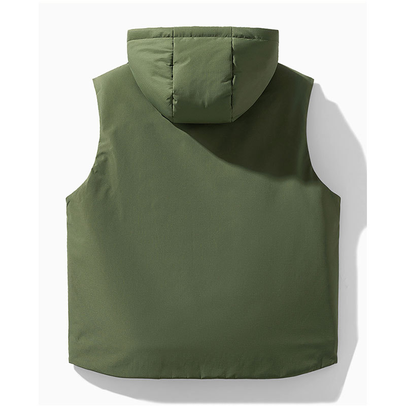 Vintažinė liemenė kardiganas su gobtuvu, laisvas kirpimas, stovėjimo apykaklė, užtrauktukas, stora poliesteris, 100% poliesteris