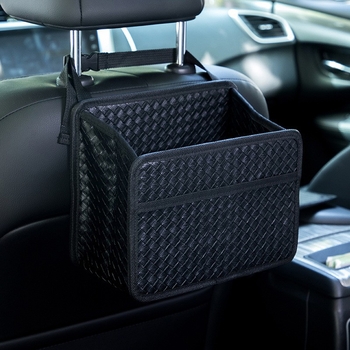 Δερμάτινο κρεμαστό δοχείο αποθήκευσης αυτοκινήτου και κάδο απορριμμάτων με χειρολαβή για πίσω καθίσματα