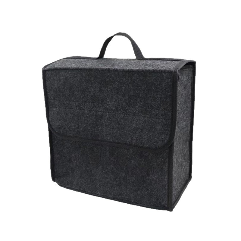 Filcből készült csomagtartó tároló doboz összecsukható dizájnnal, fogantyúval, univerzális autóhoz, logó nyomtatási lehetőség