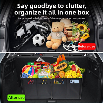 Кутия за багаж в багажника на автомобила, сгъваема, Oxford плат, водоустойчива, с дръжка, печат на лого