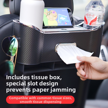 Δερμάτινος οργανωτής πίσω καθίσματος αυτοκινήτου με θήκη χαρτοπετσέτας και θήκη για ποτήρι, αδιάβροχο