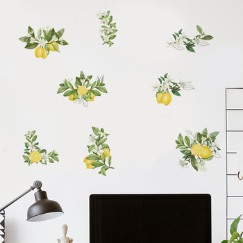 PVC αυτοκόλλητα τοίχου με μοτίβο λεμονιού για σαλόνι, υπνοδωμάτιο, γραφείο, κουζίνα και είσοδο – διακοσμητικά επίπεδη αυτοκόλλητα τοίχου σε μοντέρνο μινιμαλιστικό στυλ