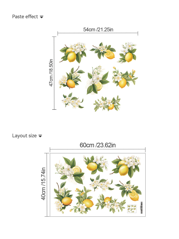 Autocolante PVC cu plantă de lămâie pentru living, dormitor, birou, bucătărie și baie – decorațiuni adezive de perete, stil modern minimalist