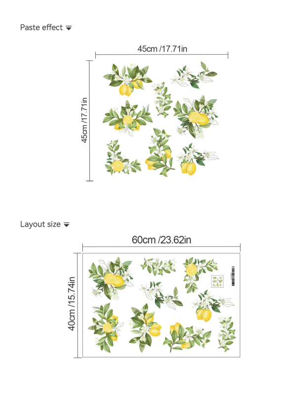 Autocolante PVC cu plantă de lămâie pentru living, dormitor, birou, bucătărie și baie – decorațiuni adezive de perete, stil modern minimalist