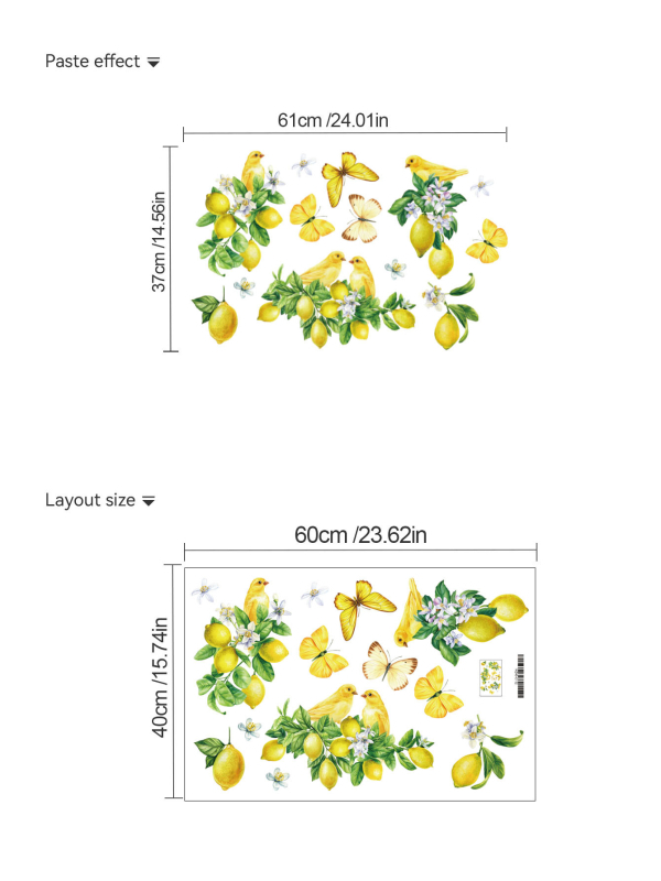Autocolante PVC cu plantă de lămâie pentru living, dormitor, birou, bucătărie și baie – decorațiuni adezive de perete, stil modern minimalist